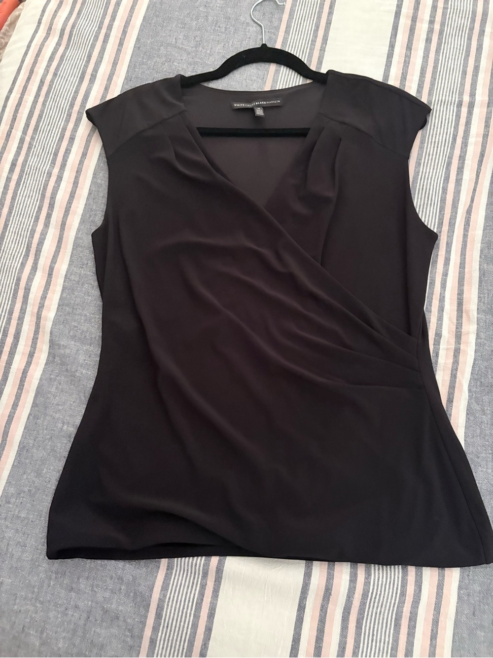 Sleeveless Black Wrap-Front Women's Top